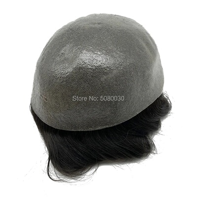 Toupee Hair Wigs For Men Double Knotted Skin PU Base 100% R