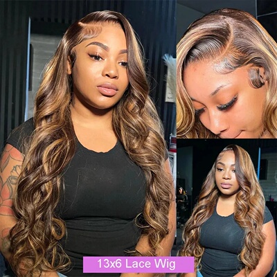 13x6 Hd Transparent Body Wave Lace Front Wig Colored Highli