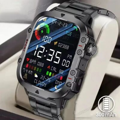 2026 Rugged Military Smart Watch Men's Outdoor Watch LED Fla