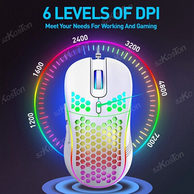 Honeycomb Wired Gaming Mouse RGB Backlight 7200 Adjustable