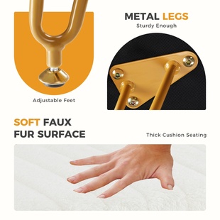 JHK Ottoman Faux Fur Living Room Hidden Storage Stools Padd