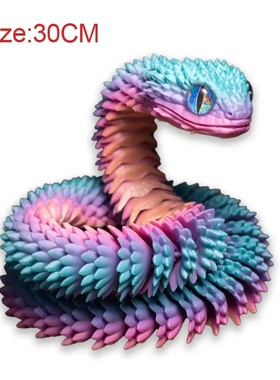 3D Printed Snake Movable Joint Fidget Toy Figurine Simulati