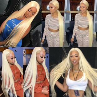 613 Human Hair Wig 13X6 Hd Lace Frontal Wig Blonde Straight