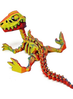 Mini 3D Printed Dinosaur Skeleton Model Movable Joints Velo