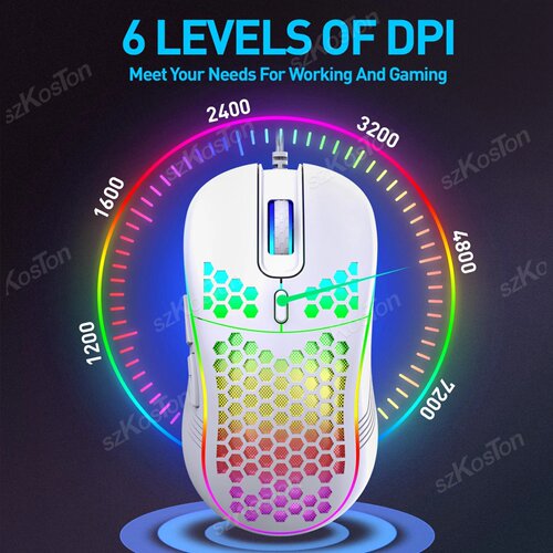 RGB Wired Gaming Mouse Ergonomic Design Mouses 6Levels Adju - 封面