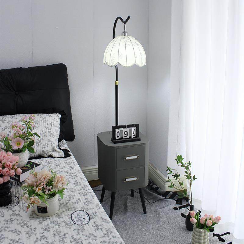 法式复古卧室床头柜落地灯台灯一体氛围感装饰客厅置物架沙发台灯