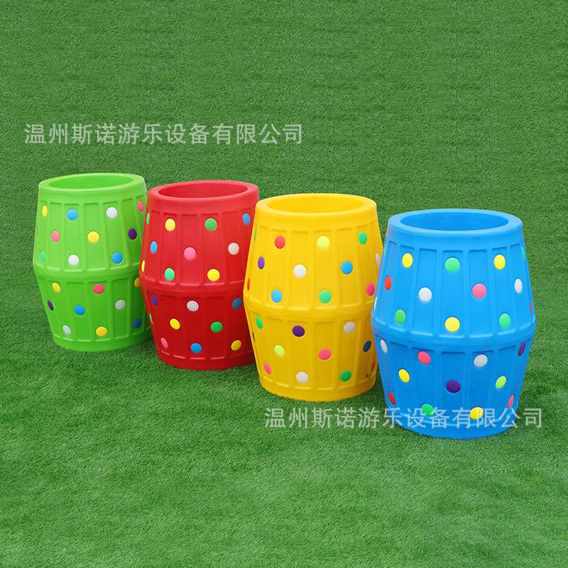 大滚筒幼儿园感统训练器材教具塑料滚塑工艺一次成型彩色大滚桶
