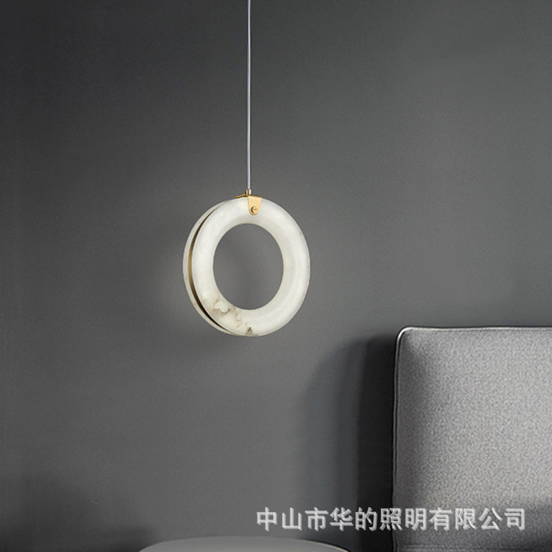 后现代简约卧室床头小吊灯轻奢天然云石别墅餐厅吧台楼梯吊线灯
