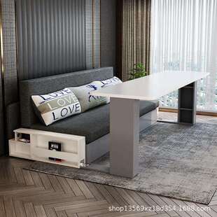 网红多功能实木沙发床双人客厅小户型可折叠两用坐卧推拉式沙发床