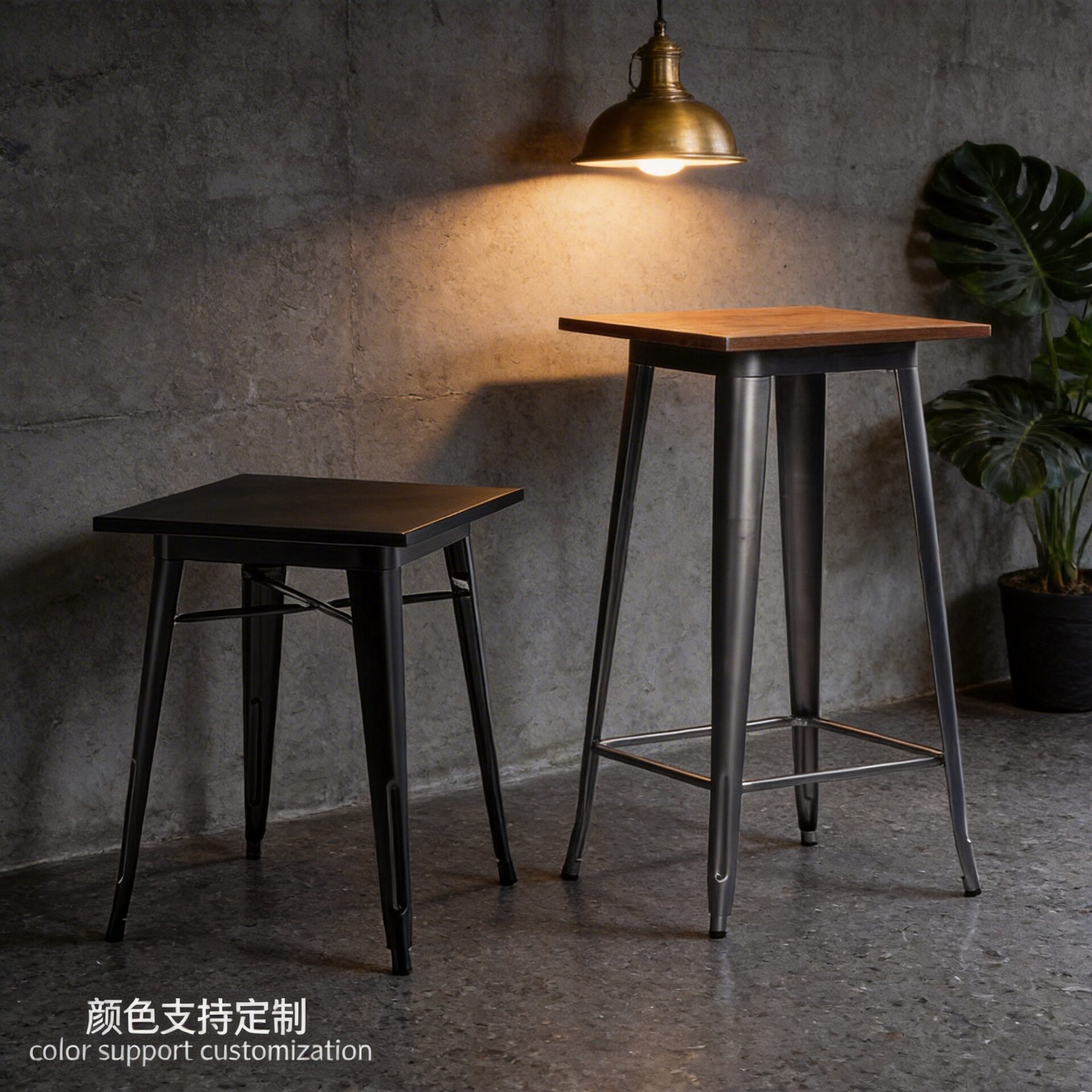 工厂现货批发酒吧小吧台桌子铁艺高脚桌不锈钢工业风金属餐桌吧桌