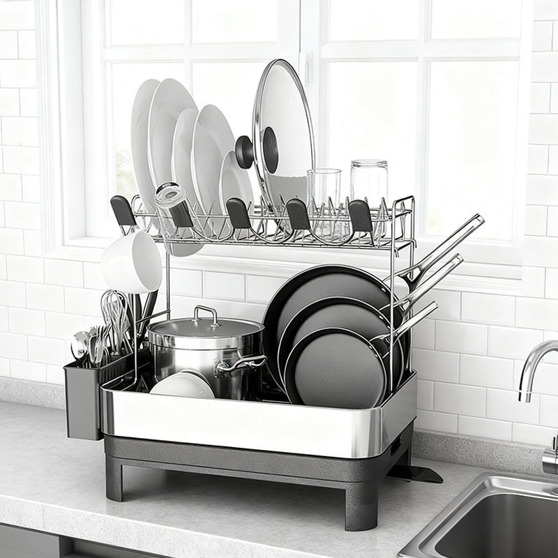 304不锈钢碗碟收纳架晾碗架水槽边的置物架大号可放杯子dish rack