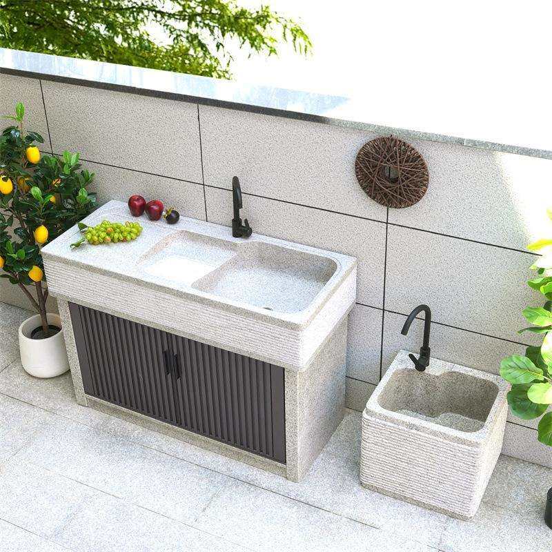 天然大理石洗衣池带搓衣板台阳台户外庭院石材水槽室外石头洗手池