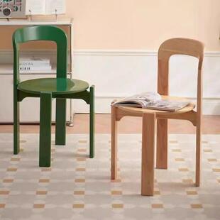 设计师款中古彩色雷伊圆椅圆润简约会议椅奶油小户型靠背实木餐椅