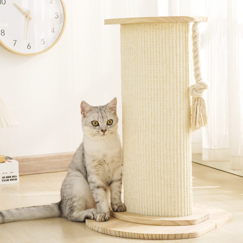 实木麻绳垫猫抓柱猫抓板一体耐磨不掉屑立式猫爬架猫玩具厂家批发