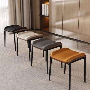 意式餐凳可叠放收纳家用轻奢高级感中古风软包无靠背餐椅方凳子