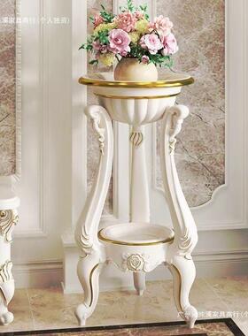 欧式室内花盆架多层描金花架白色花几仿实木落地客厅阳台置物架