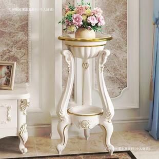 欧式室内花盆架多层描金花架白色花几仿实木落地客厅阳台置物架