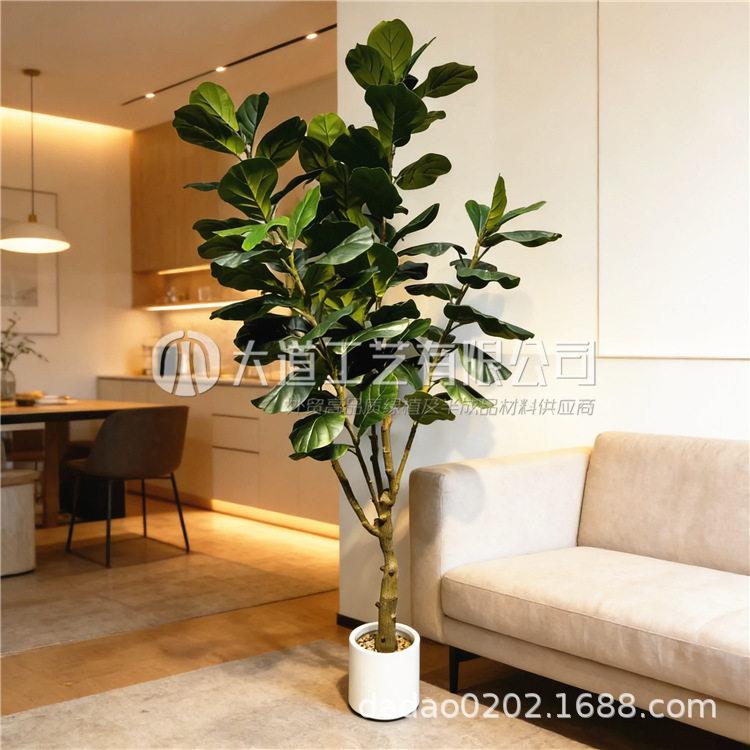 外贸电商北欧植物琴叶榕大型仿生假绿植盆栽室内客厅落地