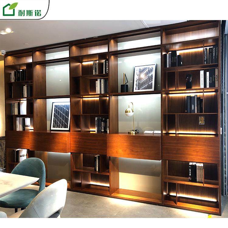 北京全屋定制柚木木饰面柜体柚木木饰面门板书柜书桌