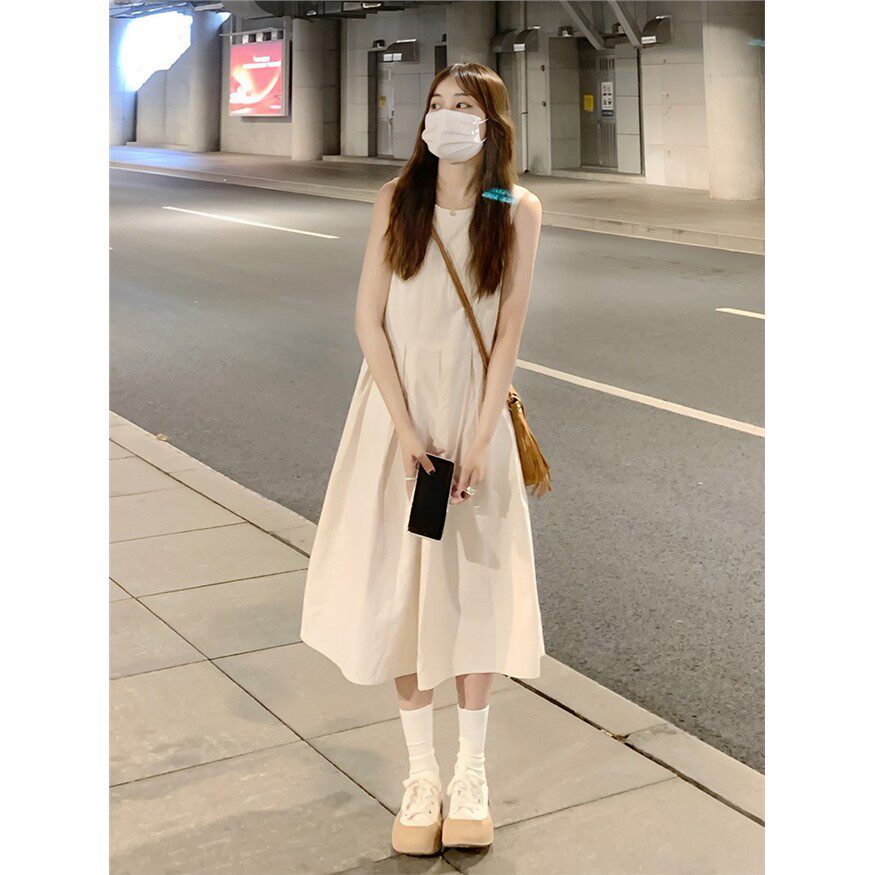 法式白色连衣裙女2026夏季新款茶歇小个子无袖背心裙气质显瘦裙子