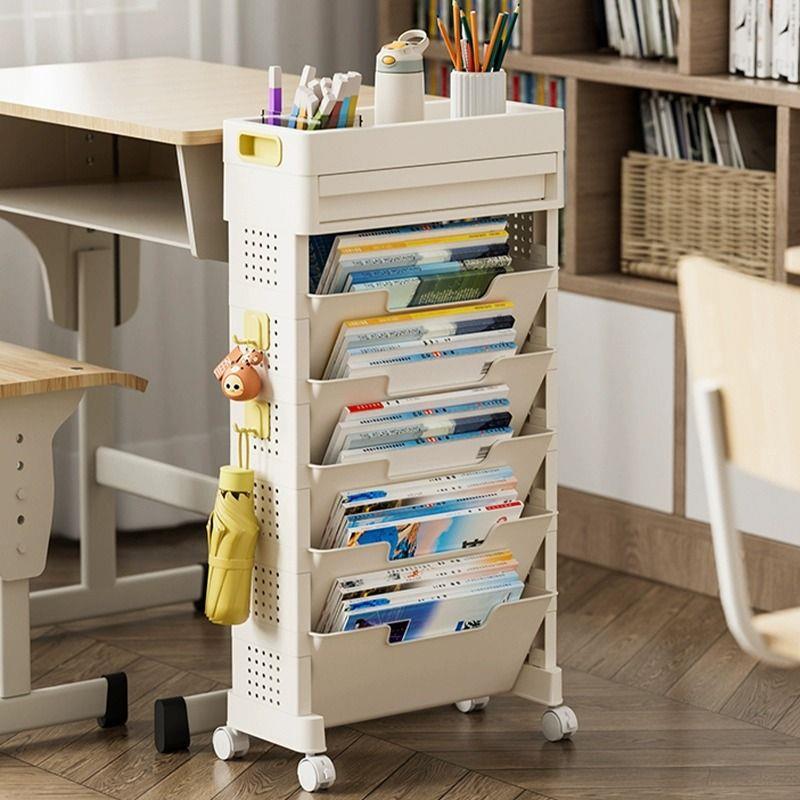 高中生放书小推车书架置物架落地移动带轮学生用书包桌面收纳一体