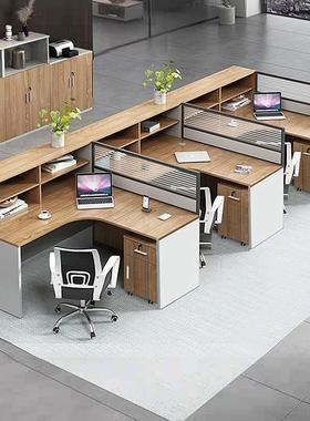 文绮职员桌办公桌办公室多人位职场屏风隔断办公室桌椅组合原木风
