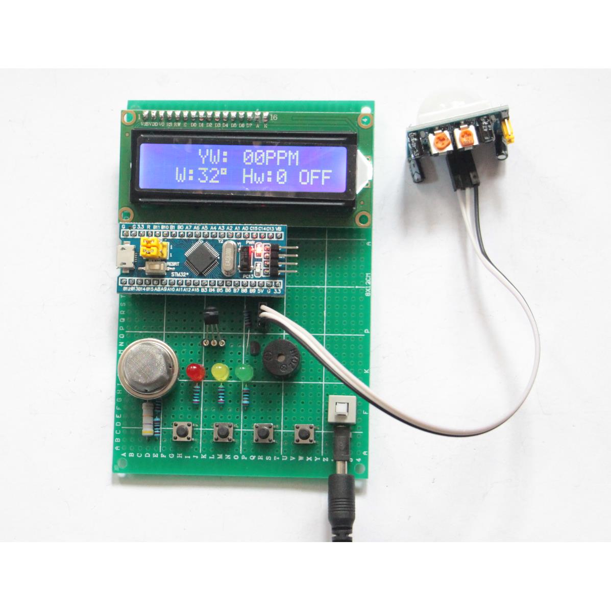STM32的烟雾温度GSM防火防盗智能家居火灾报警手机蓝牙设计套件