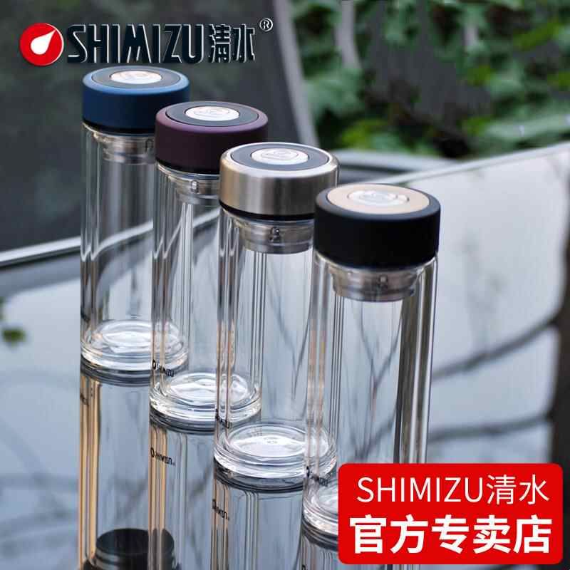 清水玻璃杯 双层便携水杯创意带盖过滤办公杯子男女耐热车载茶杯图片