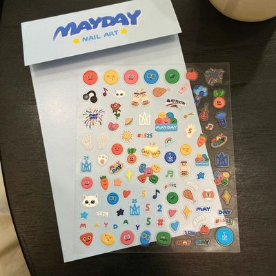 小红书新款涂鸦五月天应援美甲贴纸定制浮雕卡通指甲立体可爱贴花
