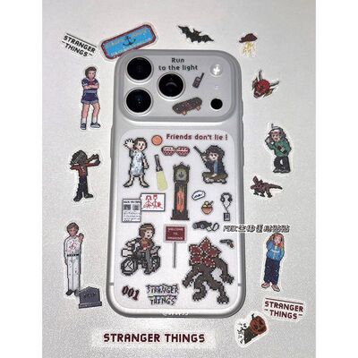 iphone17promax背板贴纸怪奇物语美式恐怖怪谈同款3d浮雕贴纸