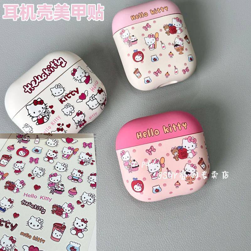 美甲贴纸HelloKitty三丽鸥现货可爱咕卡凯蒂蝴蝶结diy手机壳指甲