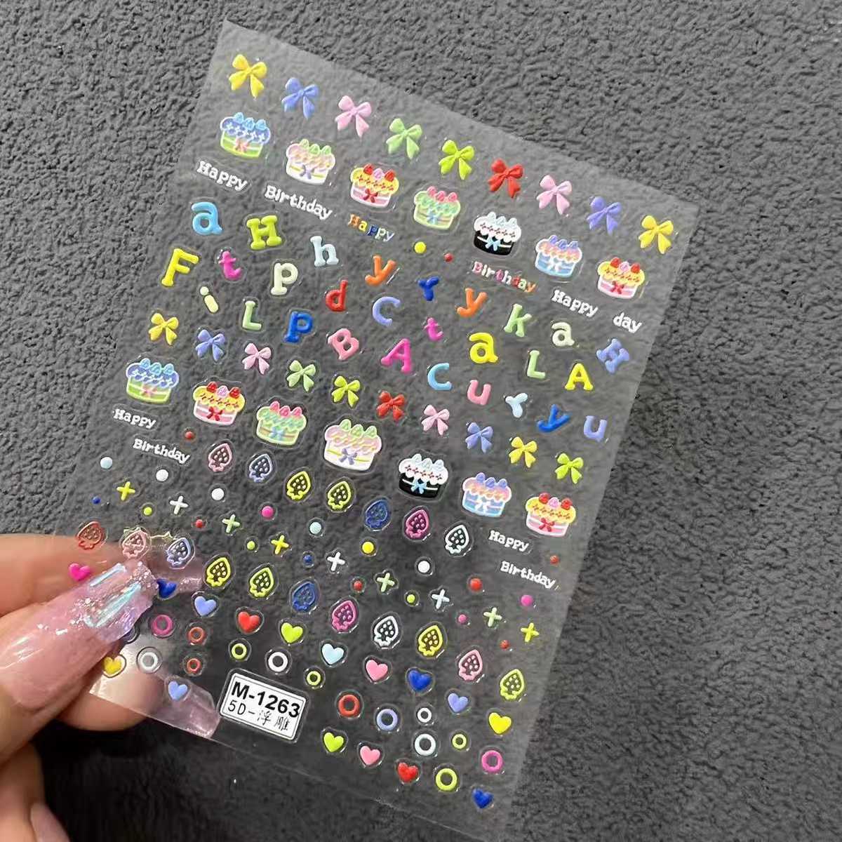 生日蛋糕字母美甲贴可爱通用