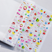 新款 童趣涂鸦浮雕美甲贴纸多巴胺兔子可爱小熊diy立体指甲背胶贴