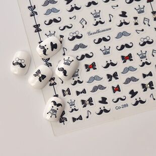 Moustache Nail Stickers ins风小胡子礼帽浮雕防水背胶美甲贴纸
