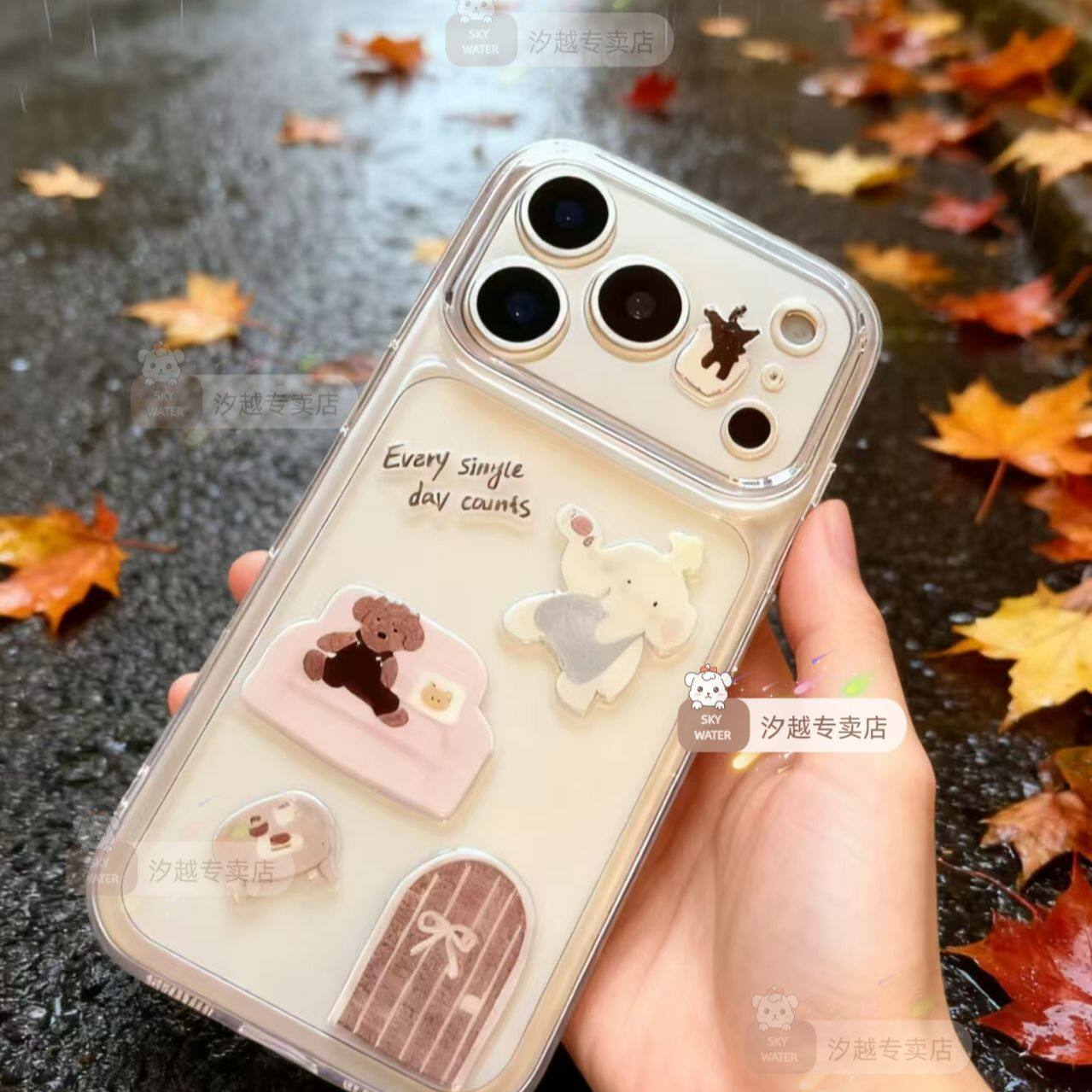 新款小象烹饪师ins风可爱果冻贴纸3d立体手机壳diy背卡背胶装饰酷