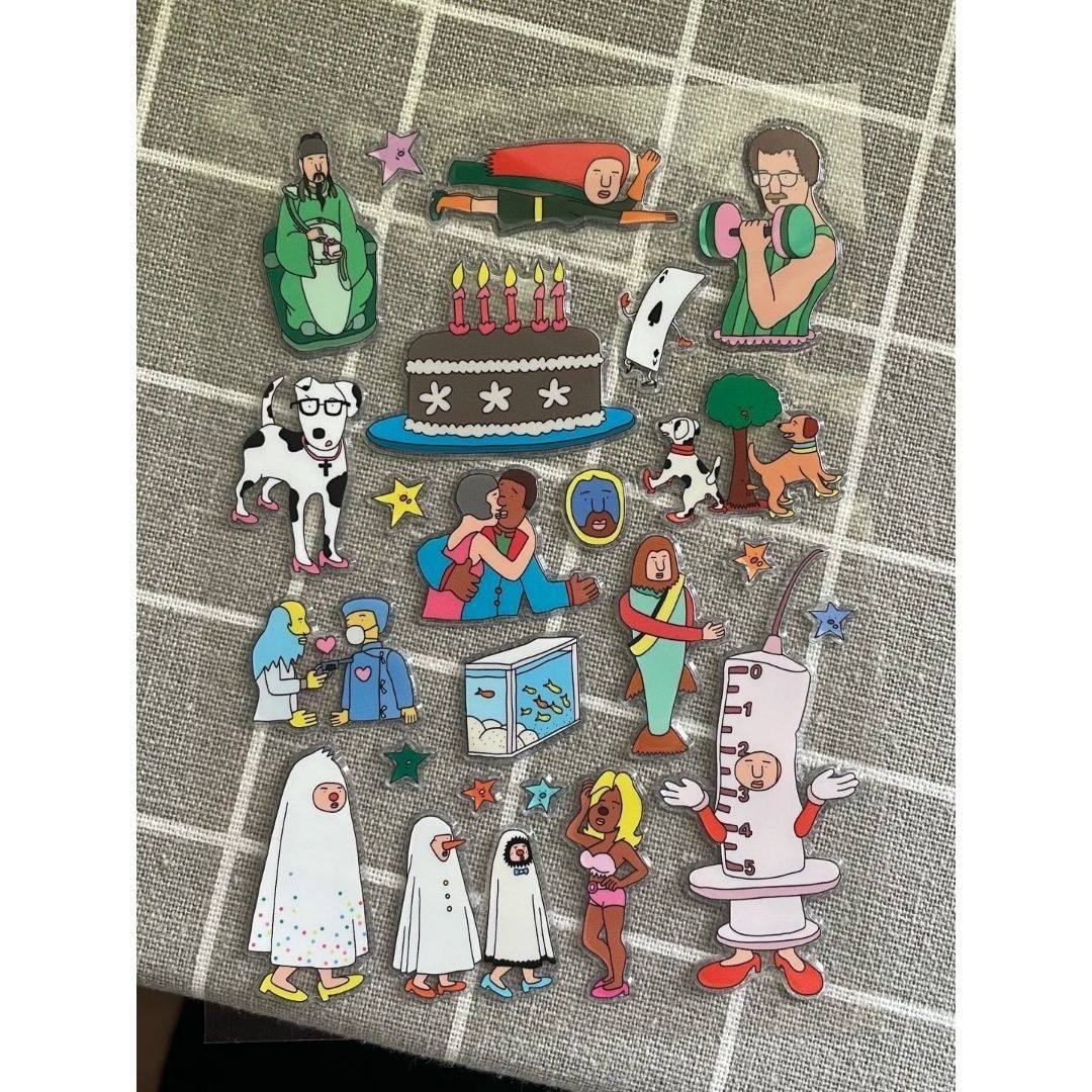 小红书同款欧美风小众插画ins果冻贴纸高颜值diy手机平板手账装