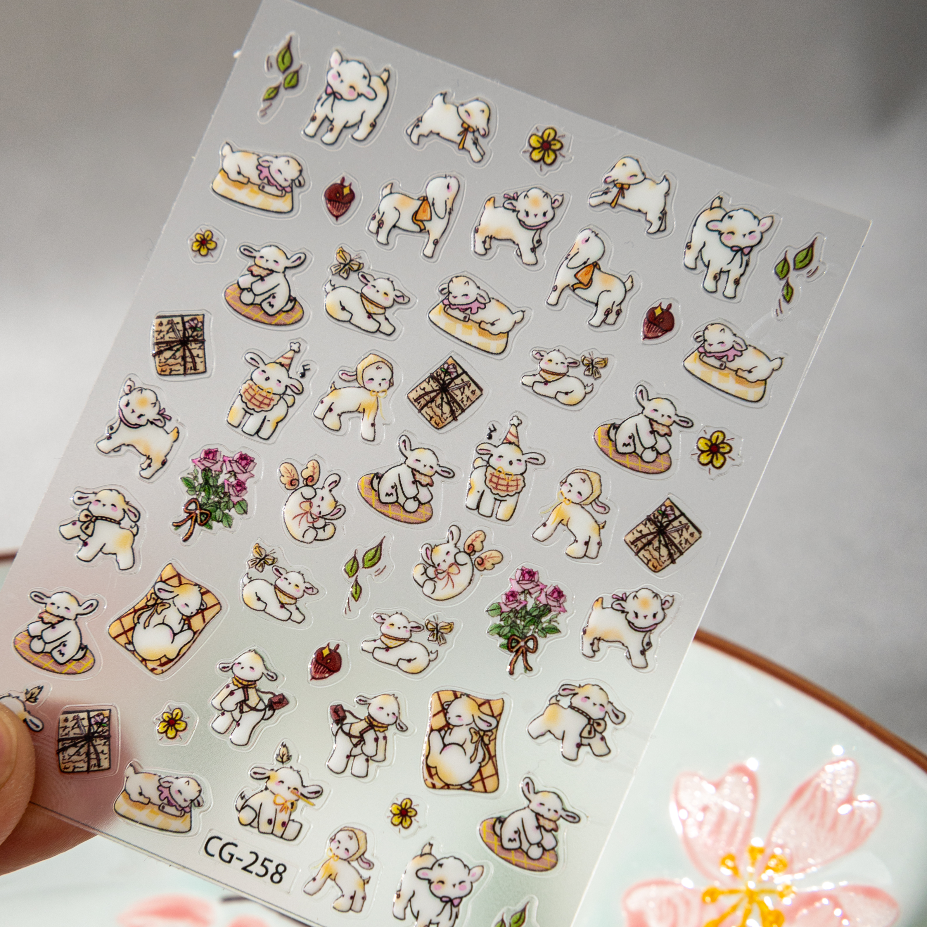 可爱小羊驼浮雕美甲贴纸