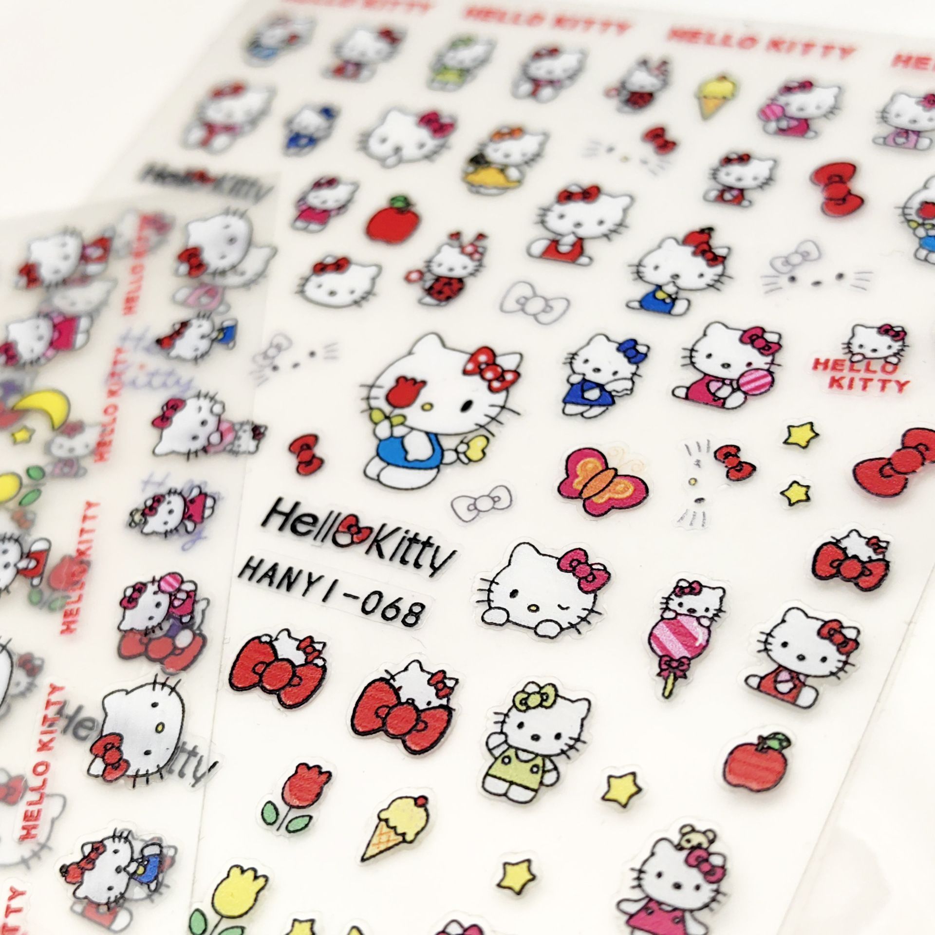 HelloKitty浮雕立体美甲贴纸粉色少女KT猫凯蒂猫薄韧浮雕美甲贴纸