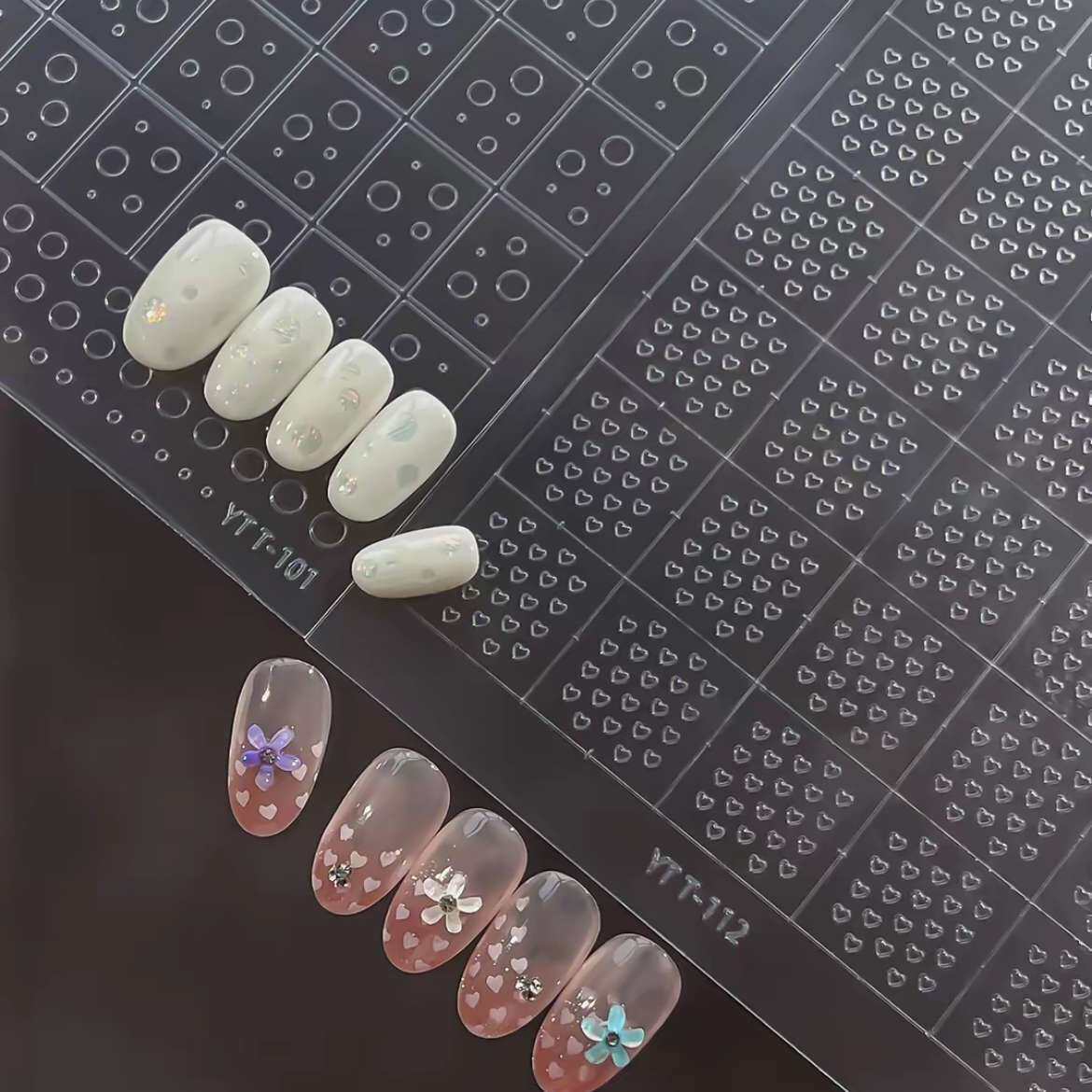 极简爱心美甲饰品ins风五角星美甲贴透明水滴指甲贴镂空喷绘贴纸
