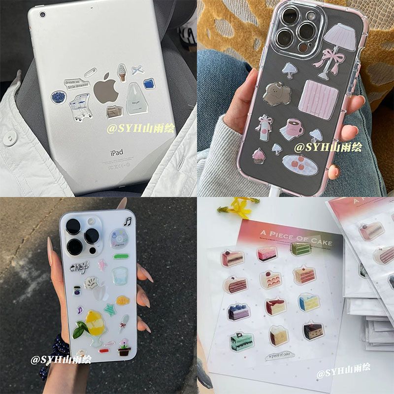 爆款韩系ins立体小熊蛋糕可爱果冻贴纸高颜值diy手机平板电脑装饰