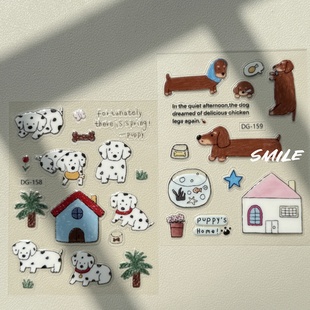 可爱腊肠狗果冻贴纸ins高颜值可爱斑点小狗diy平板电脑笔记本咕卡