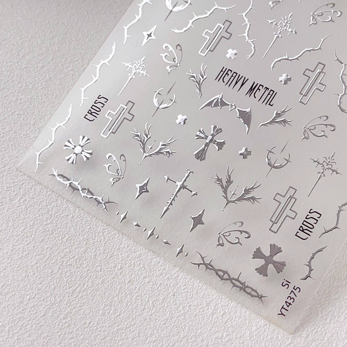 新款 烫金十字架羽翼防水背胶 高感烫银荆棘之心美甲贴纸咕卡平板,彩妆/香水/美妆工具,指甲装饰,淘宝优惠券,粉丝福利购,淘宝优惠卷