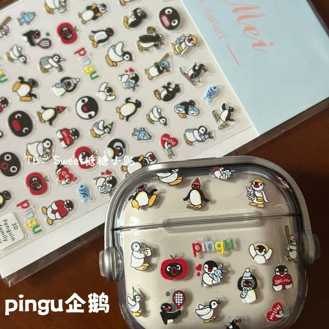 ins风pingU企鹅美甲贴纸