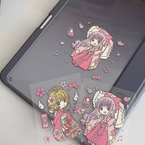 百变小樱少女立体浮雕手机贴纸