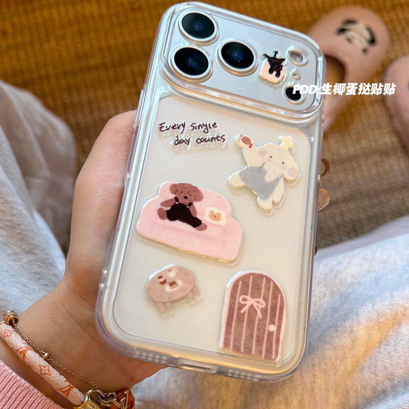 新款小象烹饪师ins风可爱果冻贴纸3d立体手机壳diy背卡背胶装饰酷