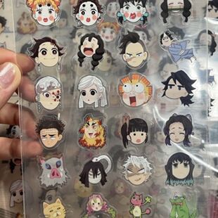 鬼灭之刃大头Q版手帐贴纸平面薄韧装饰平板笔记本CCD素材贴纸包