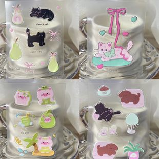 小红书可爱少女卡通浮雕立体贴纸高颜值透明相机笔杆手机防水饰品