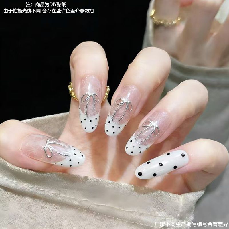 金烫银蝴蝶结美甲贴纸