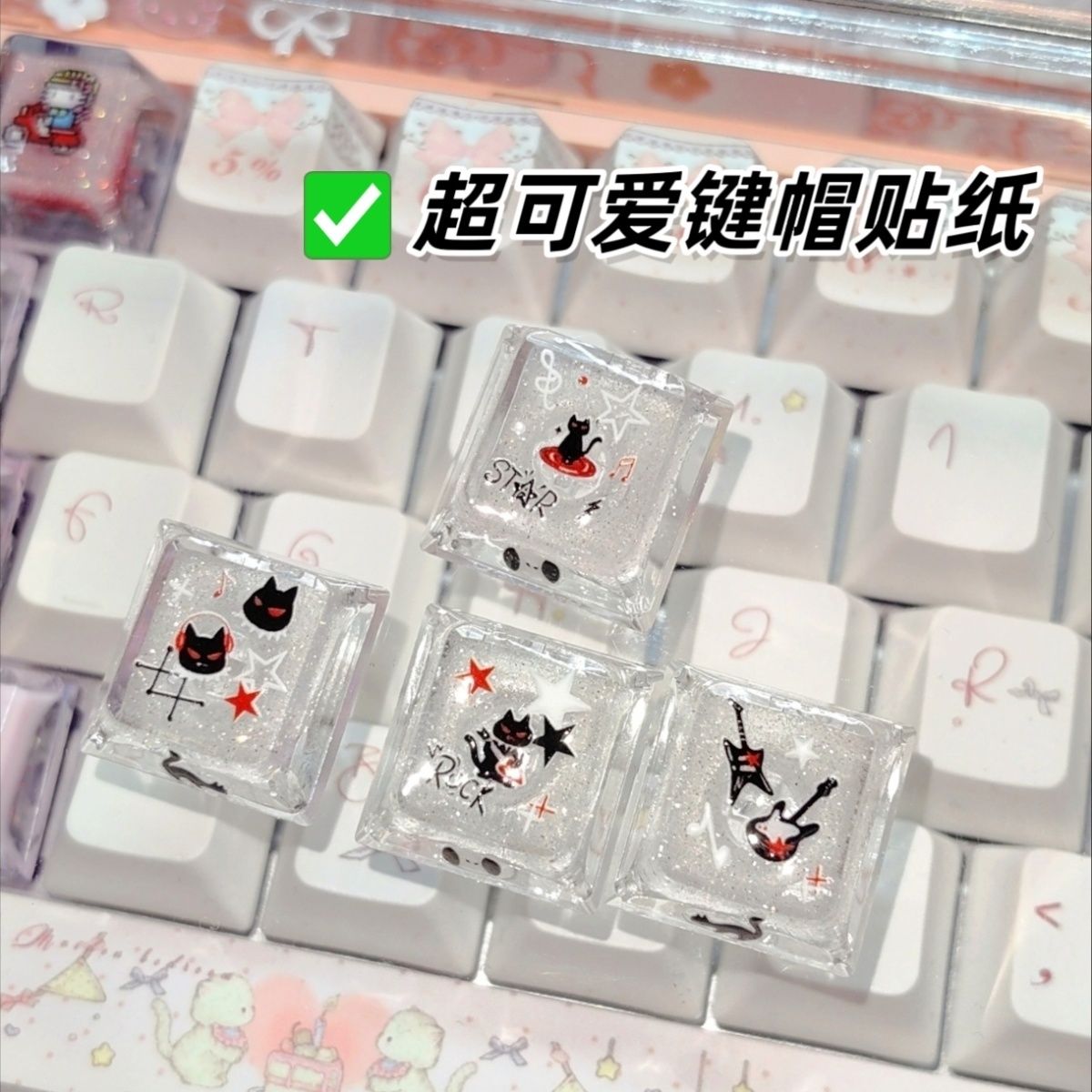 暗黑涂鸦摇滚小猫搞怪猫咪美甲