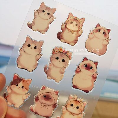 ins风可爱卡通猫咪果冻贴纸